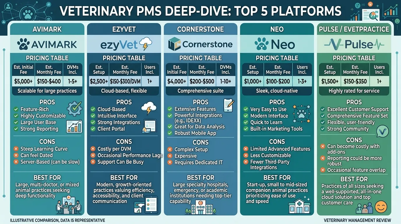 ezyVet vs Cornerstone vs Shepherd vs Digitail vs Covetrus Pulse: Which Veterinary Software Is Right for Your Practice?